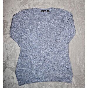 Jeanne Pierre Crew Neck Cable Knit Pullover Sweater, Women M, Blue Long Sleeve